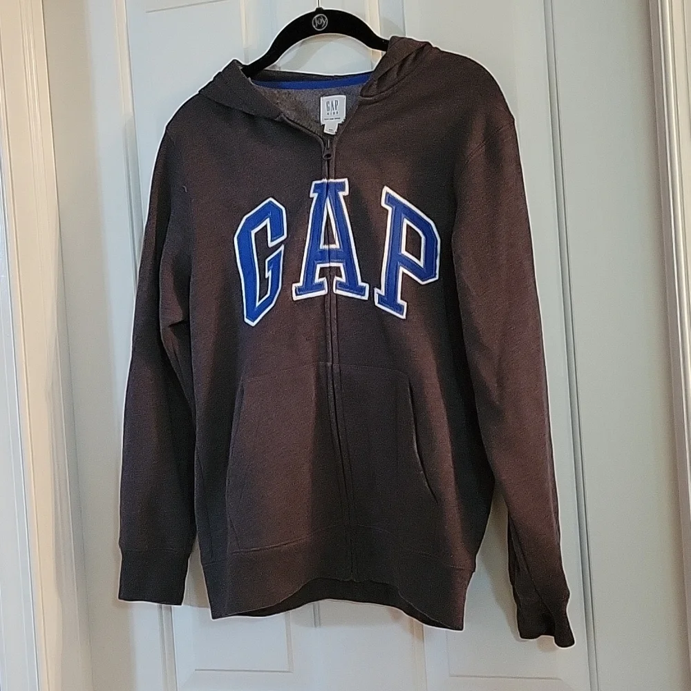 Gap steel gray hooded zippered sweatshirt xxl